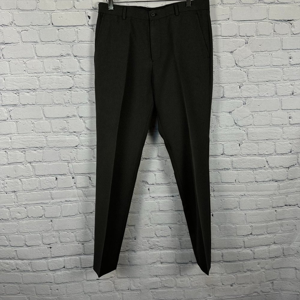 Axist Men's 100% Polyester Flat Front Dress Pants, W32‎ x L32, Dark Olive